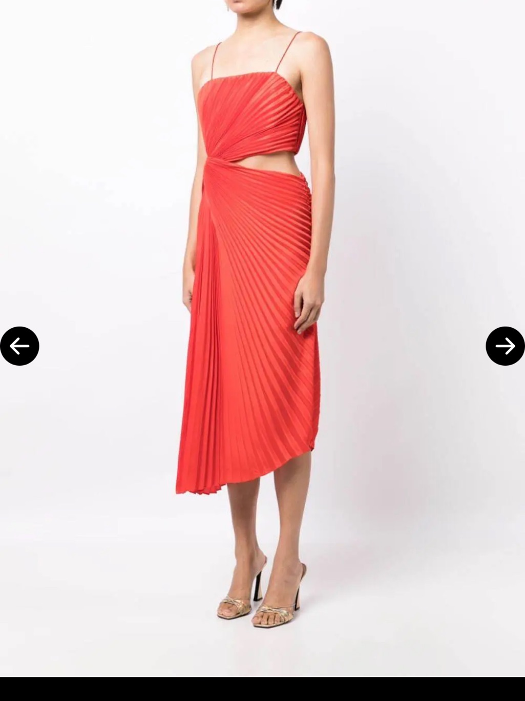 Alice + Olivia Fayeth Fully-Pleated Asymmetric Red Dress